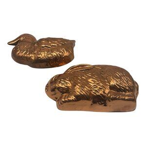 Copper Vintage Bunny/Rabbit and Duck Copper Kitchen Molds, Made in Korea